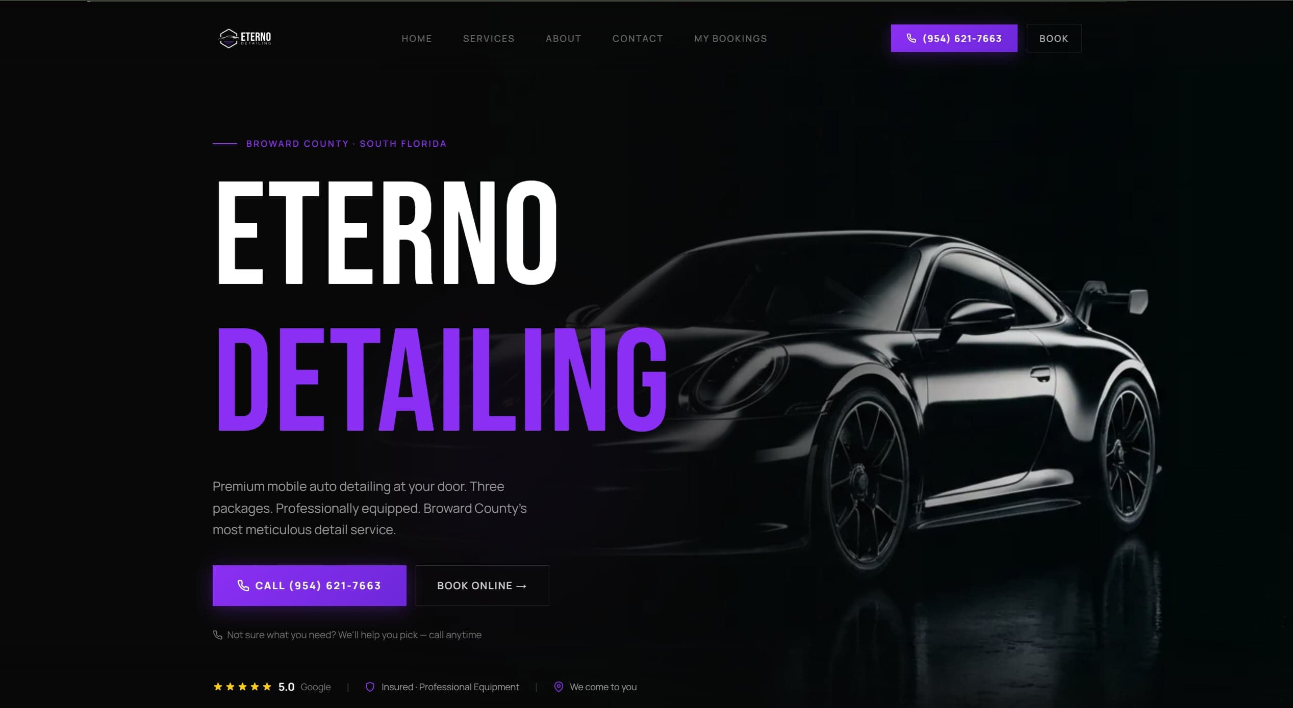 Eterno Detailing website design